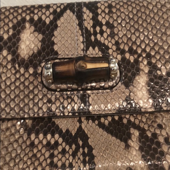 Vintage Gucci brown/beige Python bamboo clutch bag - Picture 5 of 13